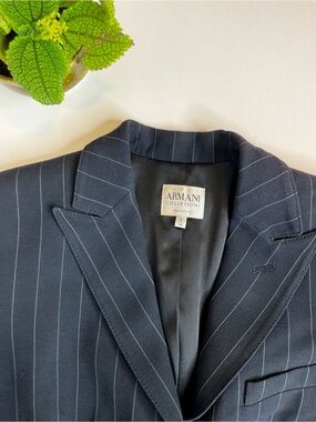Armani Collezioni Women's Navy Pinstripe Blazer